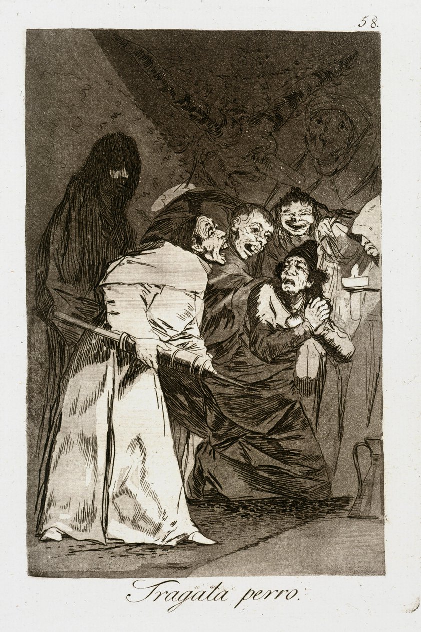 Połknij to, psie (Caprichos 58) autorstwa Francisco Jose de Goya y Lucientes