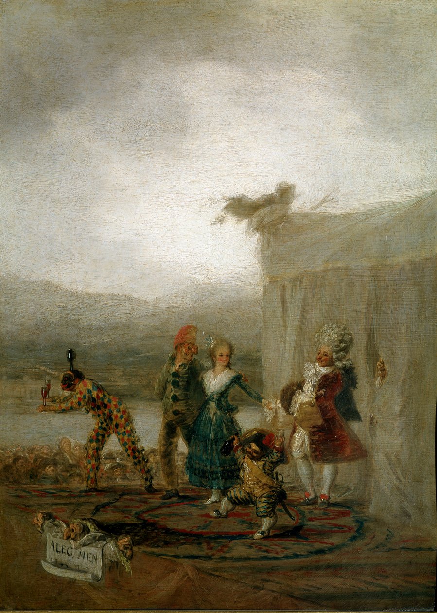 Podróżujący aktorzy komiksowi Postacie (m.in. krasnolud i arlekin (Arlecchino, Arlekin) inspirują Komedię dell