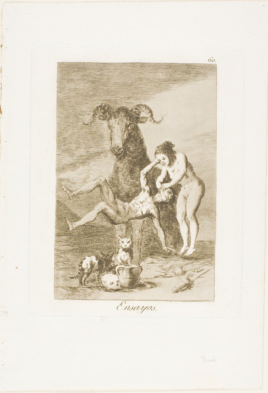 Próby, płyta 60 z Los Caprichos autorstwa Francisco Jose de Goya y Lucientes