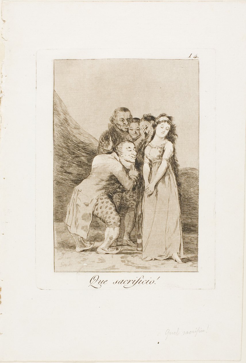 Co za ofiara!, płyta 14 z Los Caprichos autorstwa Francisco Jose de Goya y Lucientes