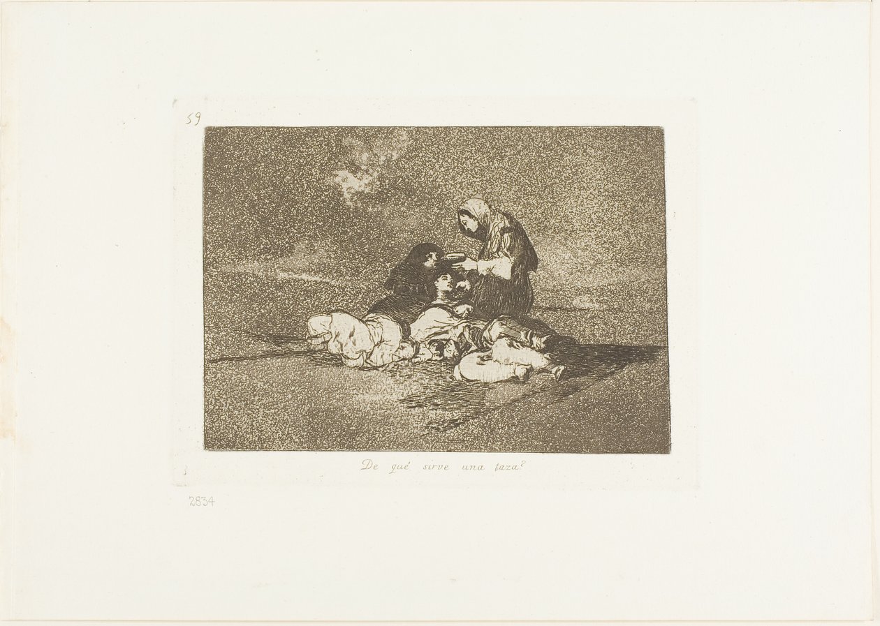 Jaki jest pożytek z kubka?, płyta 59 z The Disasters of War autorstwa Francisco Jose de Goya y Lucientes