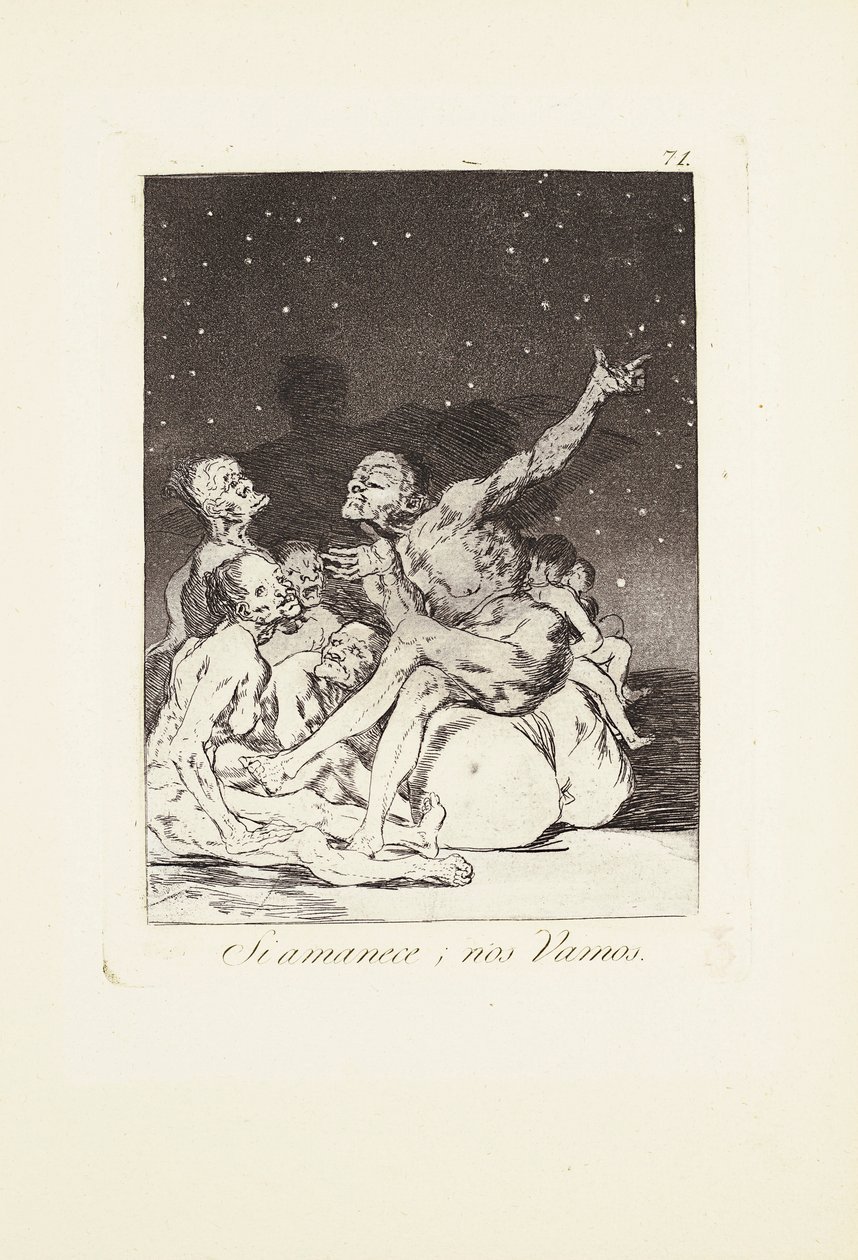 W przerwach dnia będziemy wolni (Si amanece; nos vamos) Tablica 71 z: Los Caprichos autorstwa Francisco Jose de Goya y Lucientes