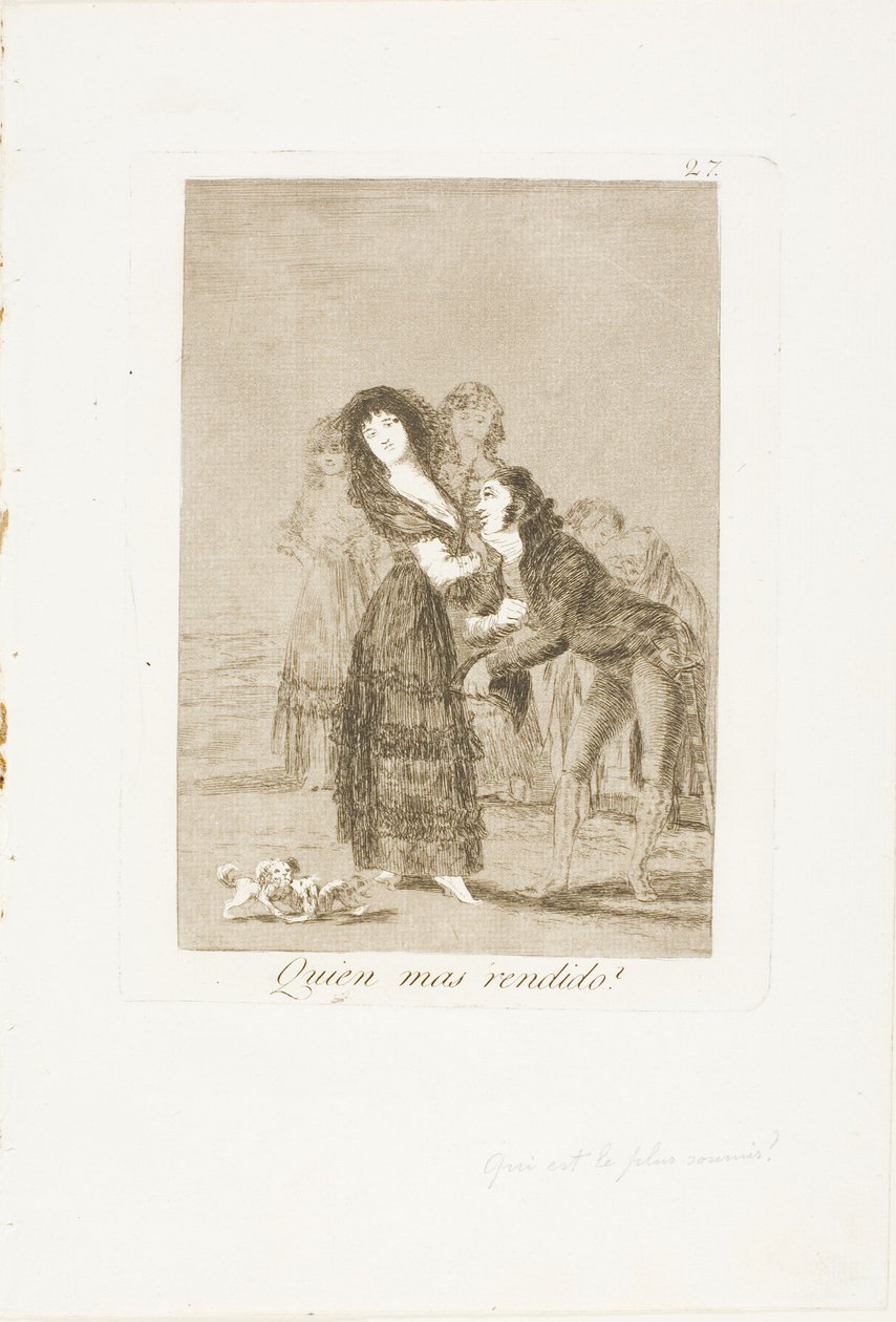 Który z nich jest bardziej pokonany?, płyta 27 z Los Caprichos autorstwa Francisco Jose de Goya y Lucientes