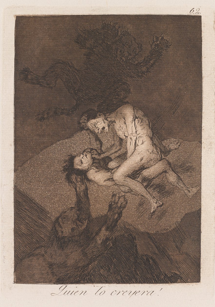 Kto by w to uwierzył?, koniec 18-wczesny 19th wiek (druk) autorstwa Francisco de Goya