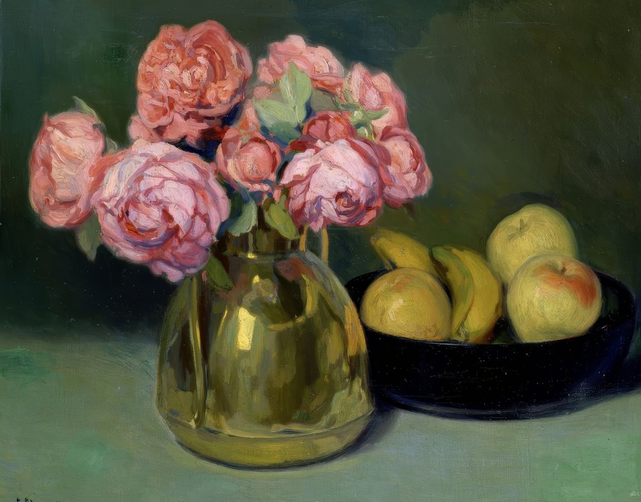 Martwa natura z kwiatów i owoców autorstwa Francisco Llorens Diaz