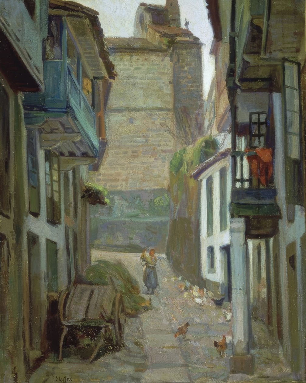 CALLE DE SANTA MARIA - BETANZOS - OLEO / LIENZO - 59X46 CM autorstwa Francisco Llorens Diaz