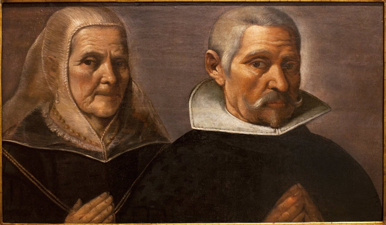 Portret modlącej się pary wieku. Obraz Francisco Pacheco (1564-1644), ok. 1630. Muzeum Sztuk Pięknych w Sewilli, Hiszpania. autorstwa Francisco Pacheco
