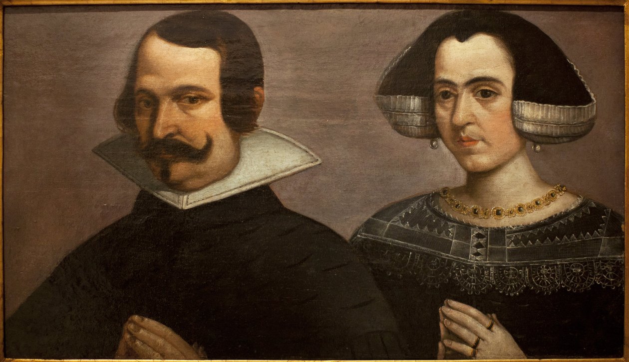Portret młodej pary, modląc się. Obraz Francisco Pacheco (1564-1644), ok. 1630. Muzeum Sztuk Pięknych w Sewilli, Hiszpania. autorstwa Francisco Pacheco