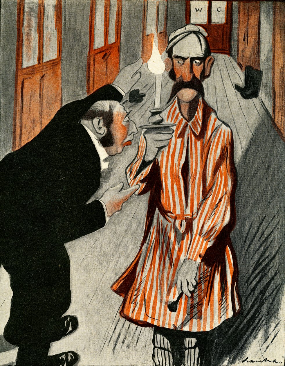 Zrzędliwy Anglik w asyście członka personelu we francuskim hotelu, 1903 r. autorstwa Francisco Sancha y Lengo