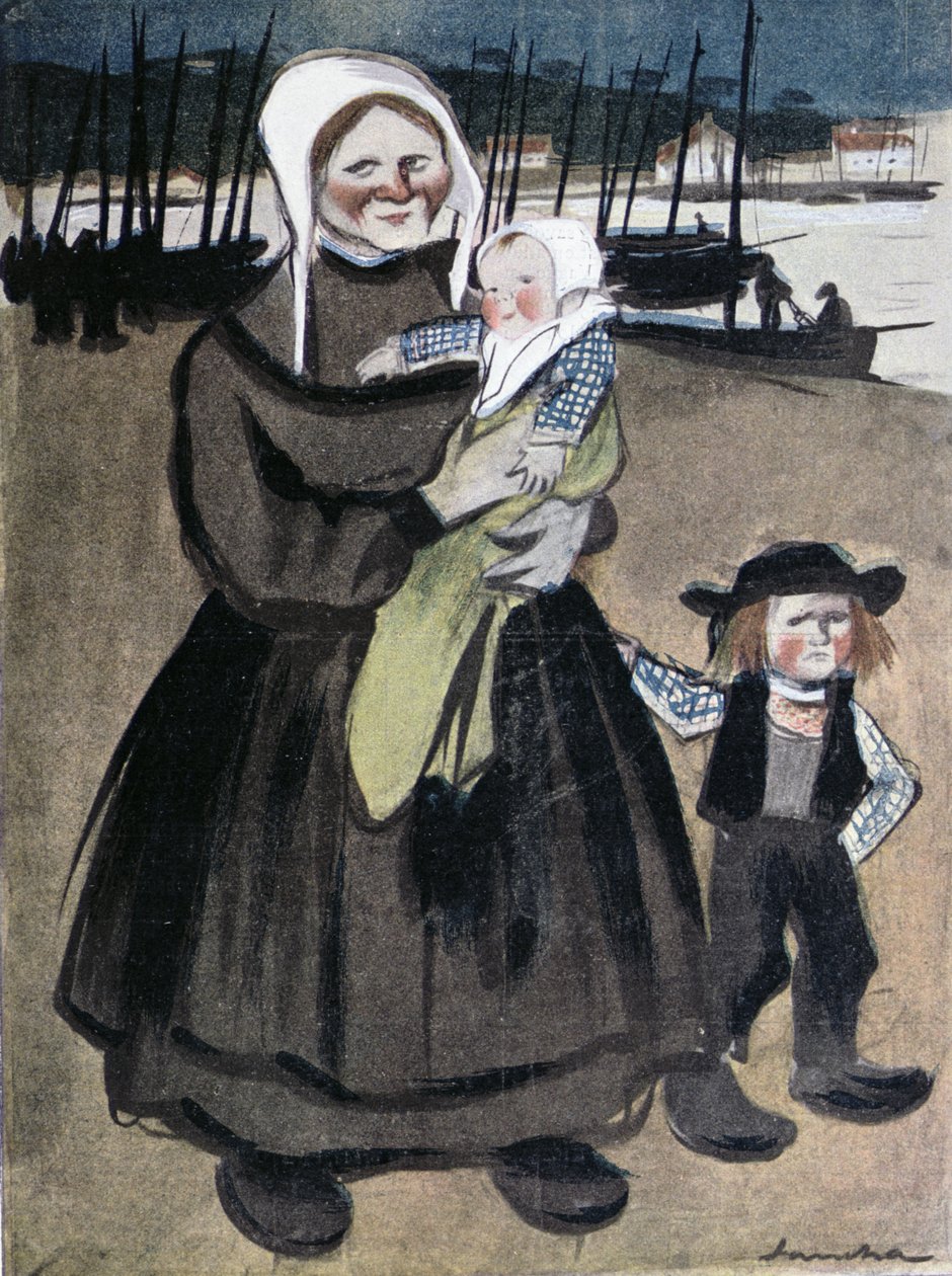 Głód w Bretanii, ilustracja ze specjalnego wydania "La Vie en Rose" wydanego na rzecz Bretończyków, 1903 r. autorstwa Francisco Sancha y Lengo