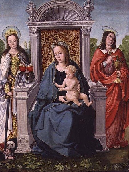 Madonna z Dzieciątkiem ze św. Katarzyną i św. Janem Ewangelistą, ok. 1530-40 (panel) autorstwa Francisco de (attr. to) Comontes