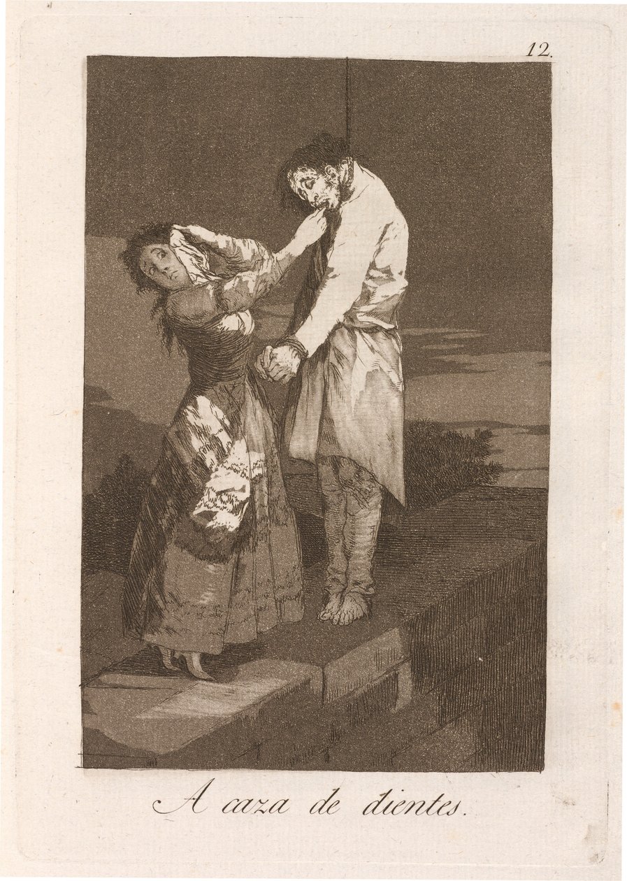 A caza de dientes (polowanie na zęby) autorstwa Francisco de Goya