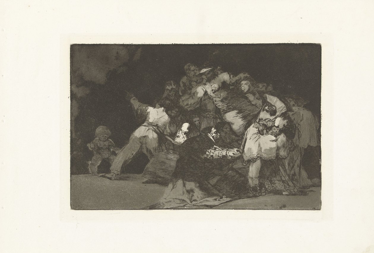 Ogólna głupota Odmienne ogólne Los Disparates (The Follies) (tytuł serii) Los Proverbios (Przysłowia) (tytuł serii) autorstwa Francisco de Goya