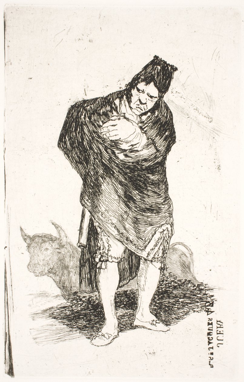 Andaluzyjski przemytnik, z bykiem autorstwa Francisco de Goya