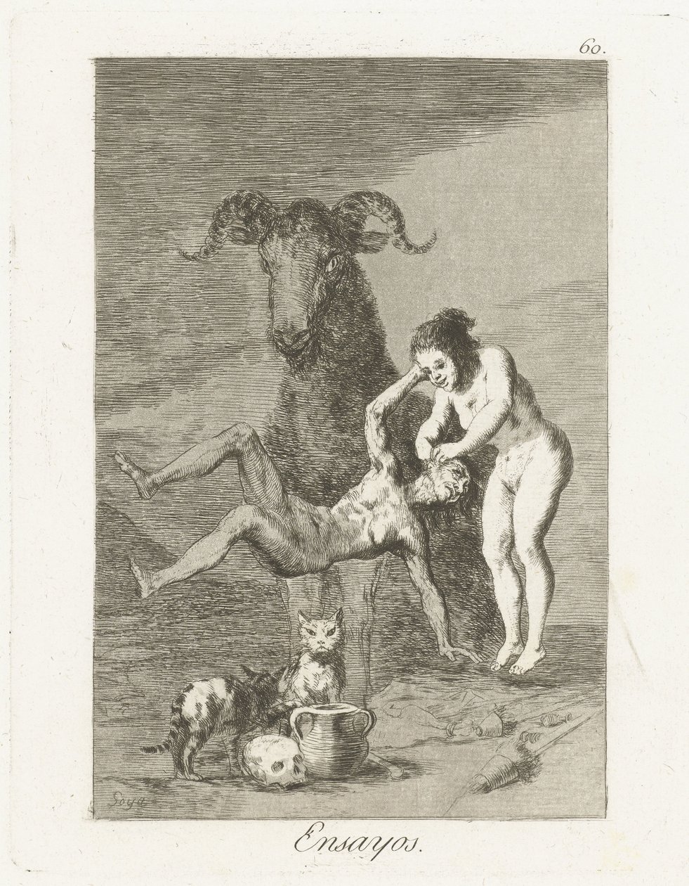 Beprovevingen Ensayos (tytuł na obiekcie) Los Caprichos (tytuł serii) autorstwa Francisco de Goya