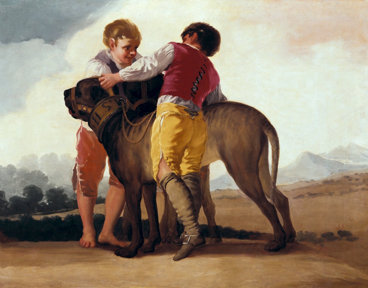 Chłopcy z mastifem, ok.1786 (olej na tekturze) autorstwa Francisco de Goya