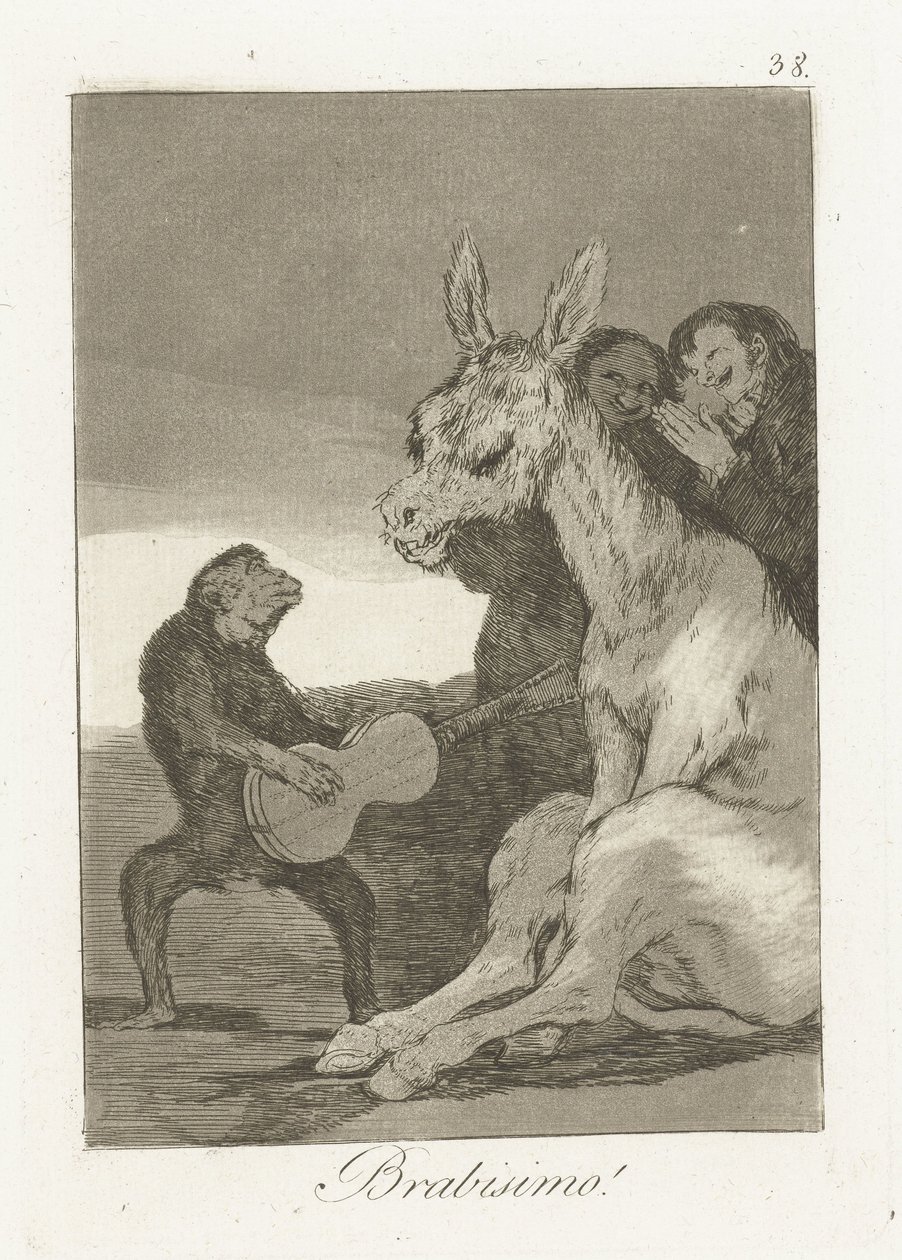 Brawo! Brabisimo! (tytuł na obiekcie) Los Caprichos (tytuł serii) autorstwa Francisco de Goya