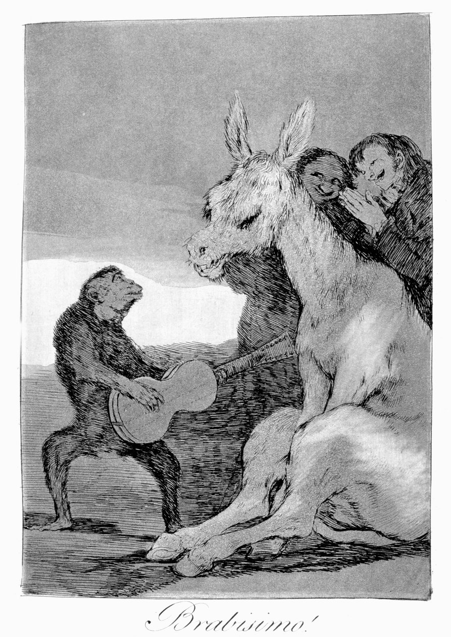Brawo! Karykatura wieczorów muzycznych, 1799 autorstwa Francisco de Goya