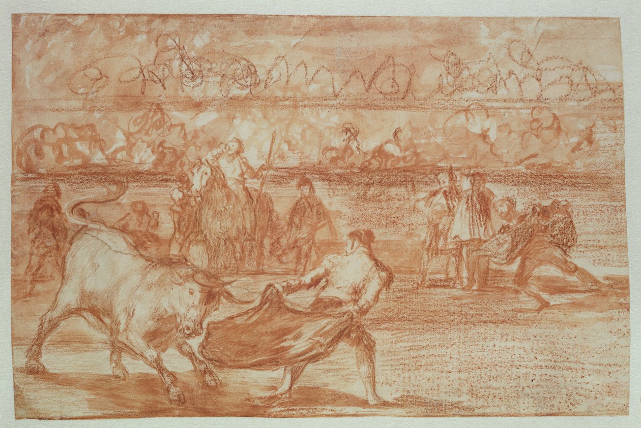 Walka byków, 1815-16 (czerwona kreda na papierze) autorstwa Francisco de Goya