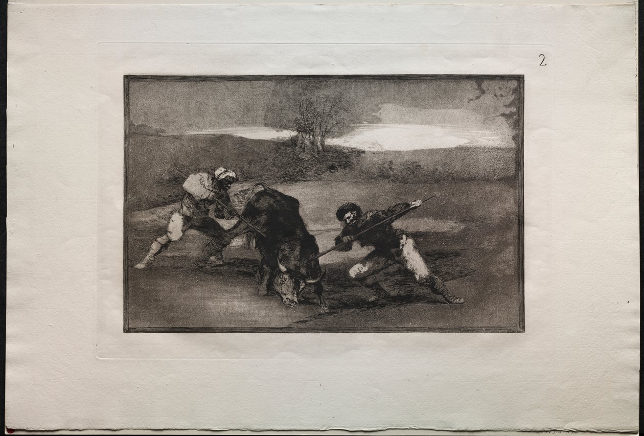 Walki byków: inny sposób polowania na piechotę autorstwa Francisco de Goya