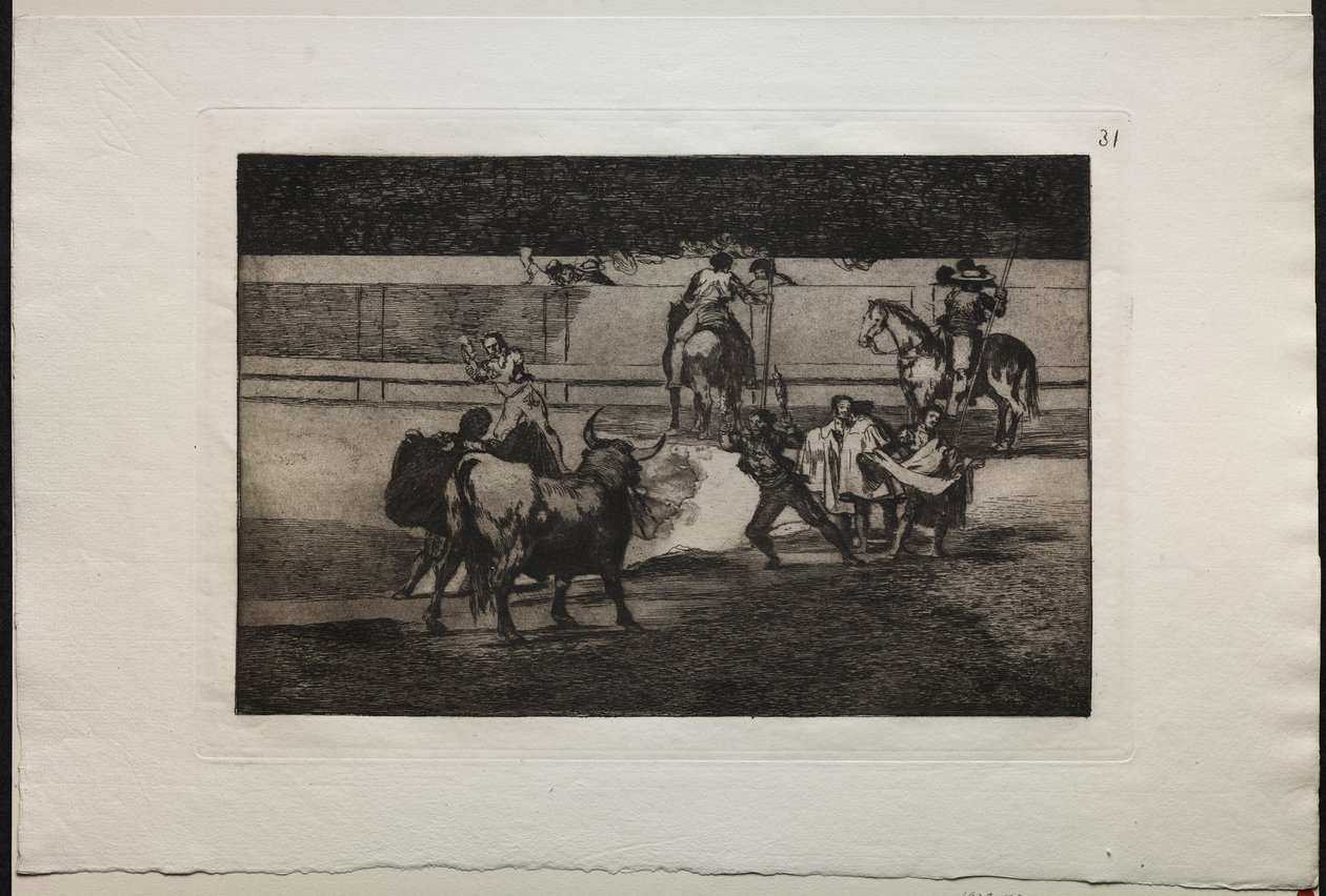 Walki byków: Banderille z petardami autorstwa Francisco de Goya