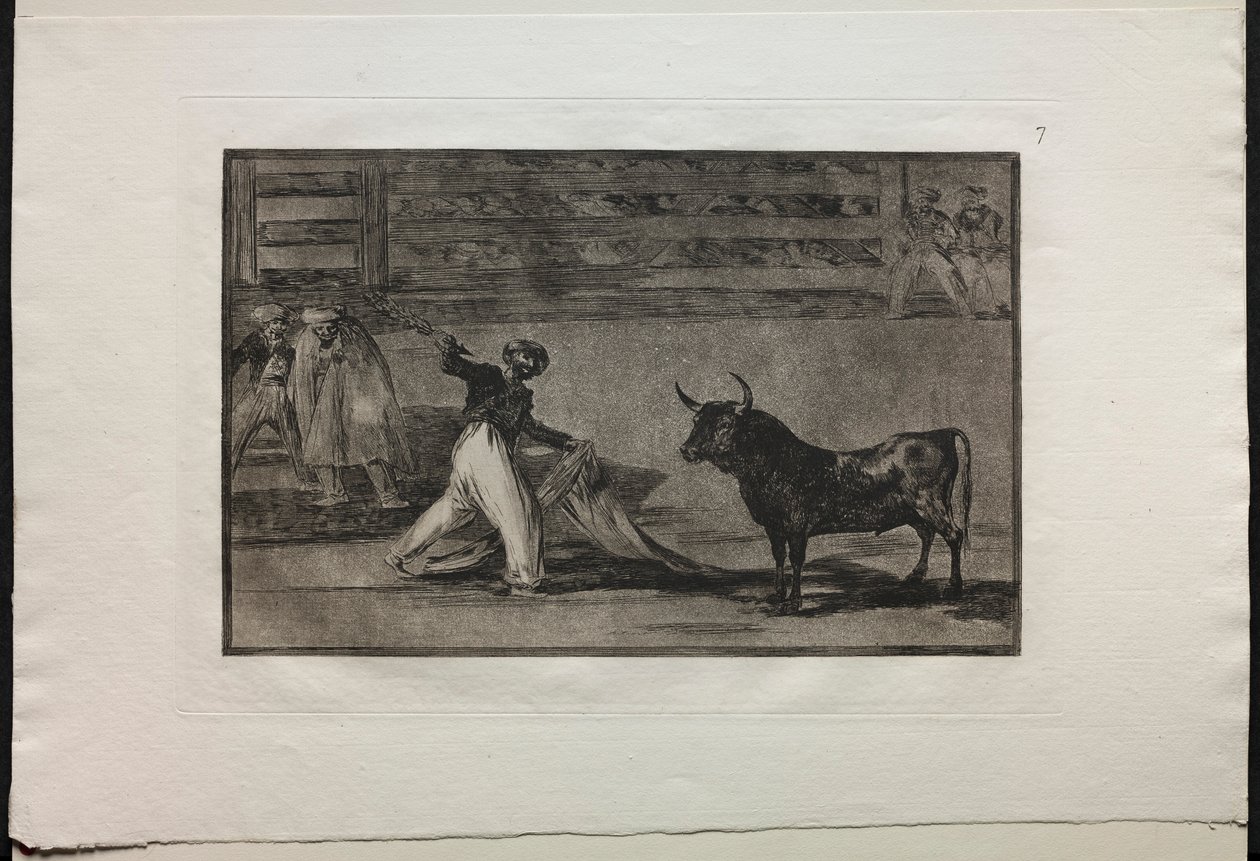 Walki byków: pochodzenie harpunów lub banderilli, 1876. autorstwa Francisco de Goya