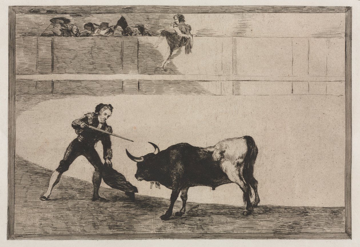 Walki byków: Pedro Romeo zabija zatrzymanego byka, 1876. autorstwa Francisco de Goya