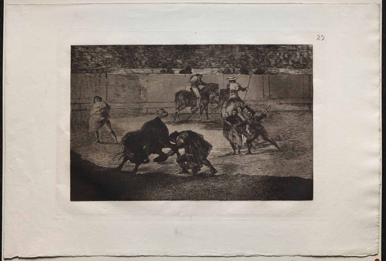 Walki byków: Pepe Illo dokonujący przejścia z Recorte, 1876. autorstwa Francisco de Goya