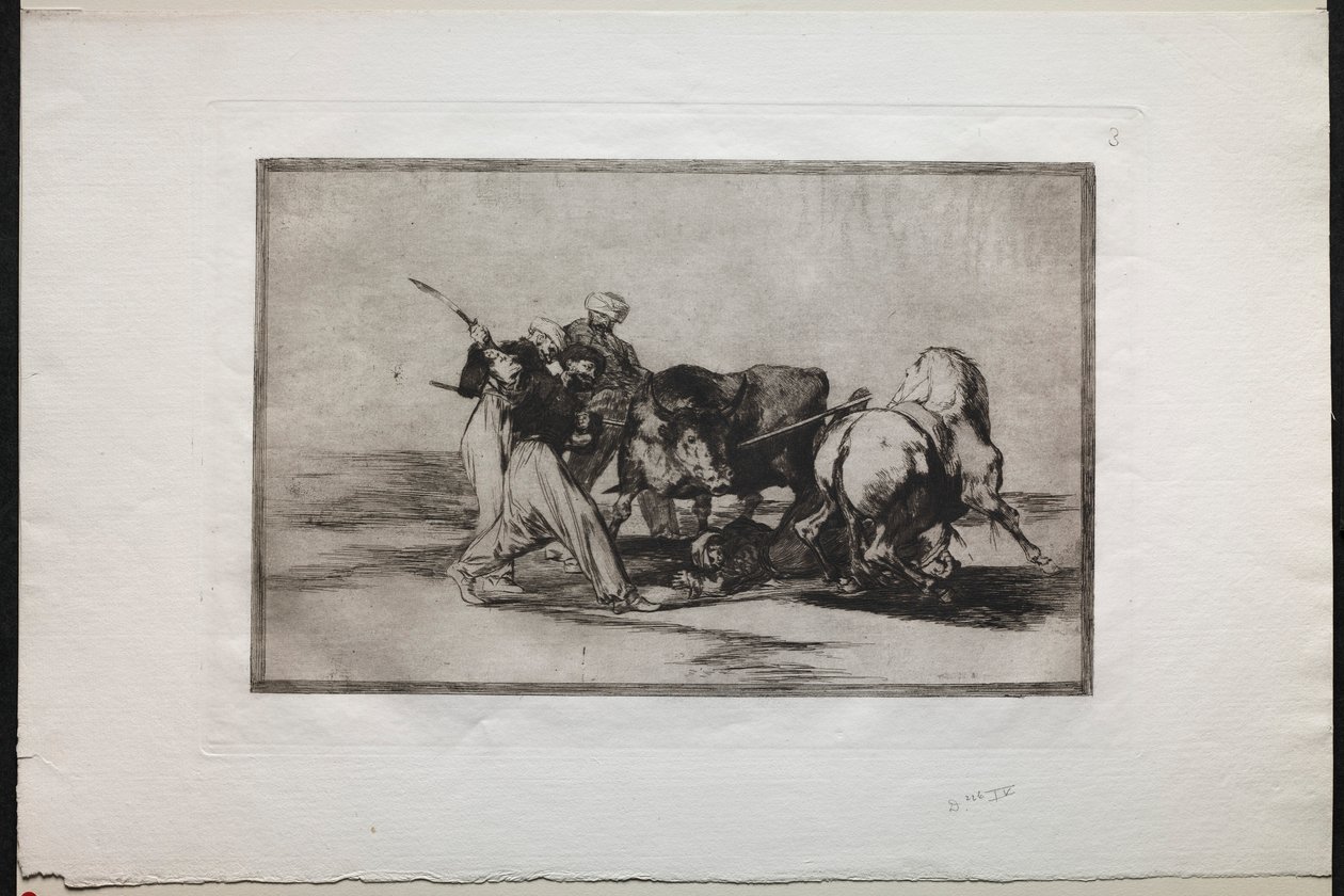 Walki byków: Maurowie osiedlili się w Hiszpanii, porzucenie przesądów Koranu, 1876. autorstwa Francisco de Goya