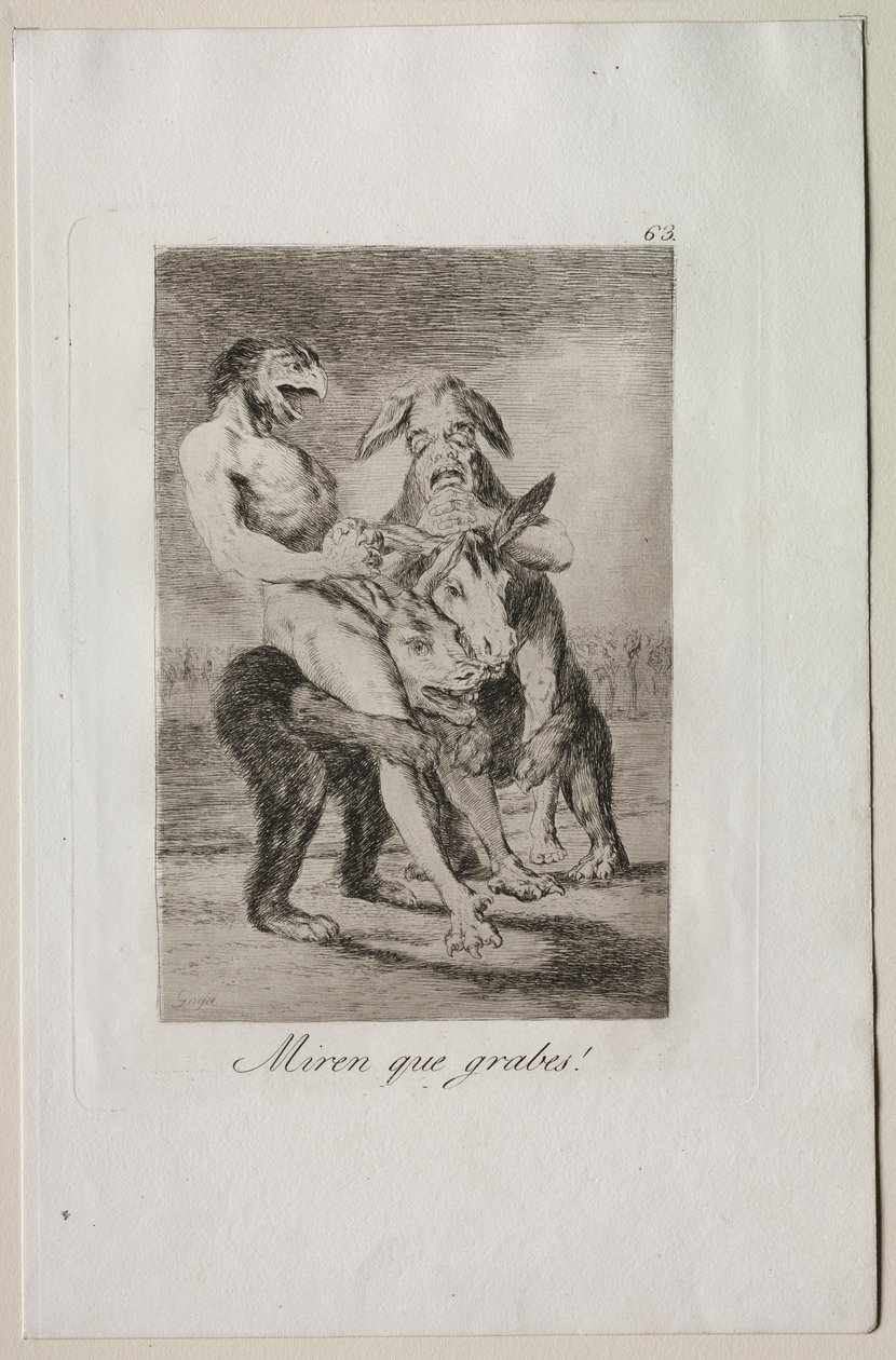 Kaprysy: Spójrz, jakie są poważne!. autorstwa Francisco de Goya