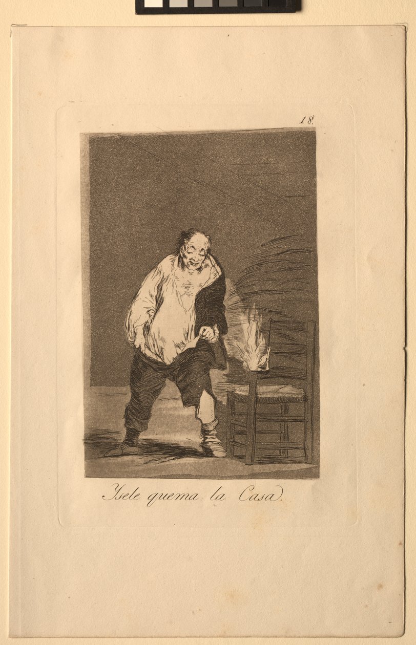 Caprichos: A jego dom się pali... autorstwa Francisco de Goya