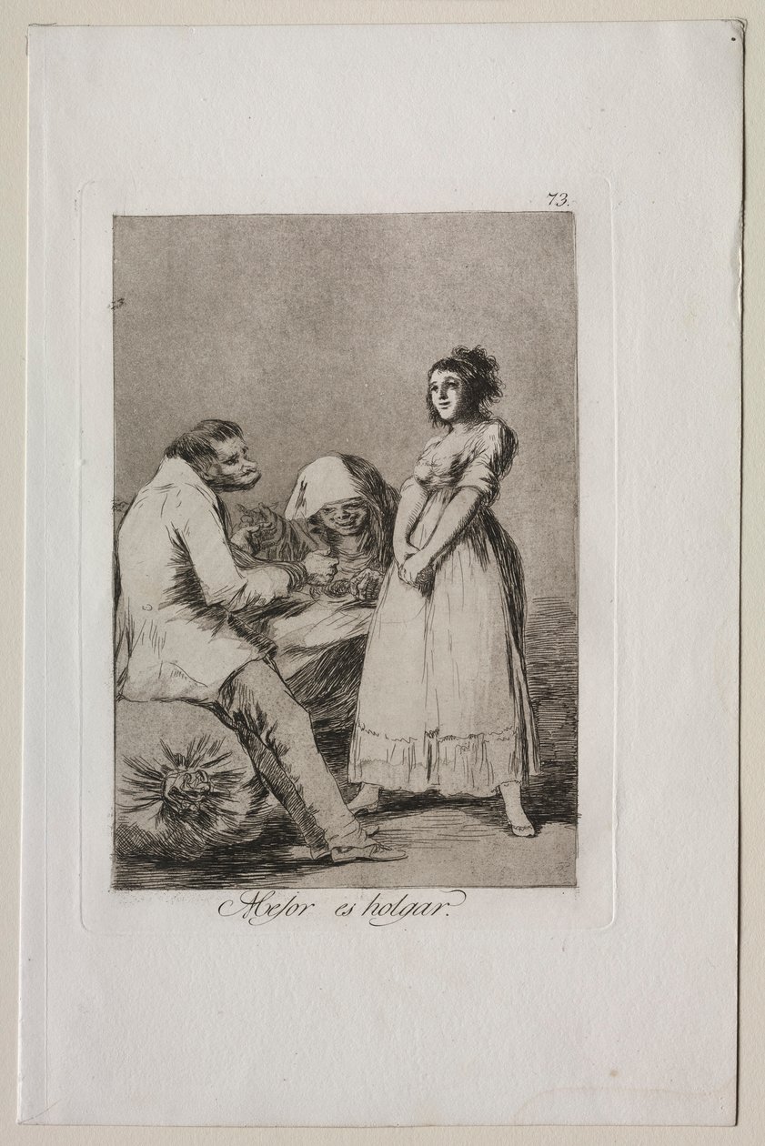 Caprichos: Lepiej być leniwym. autorstwa Francisco de Goya
