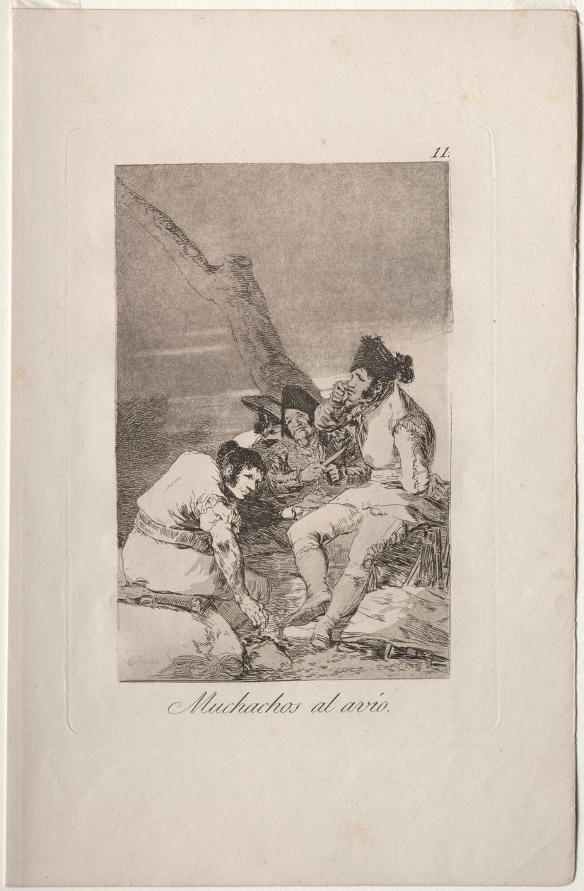 Caprichos: Chłopaki przygotowują się. autorstwa Francisco de Goya