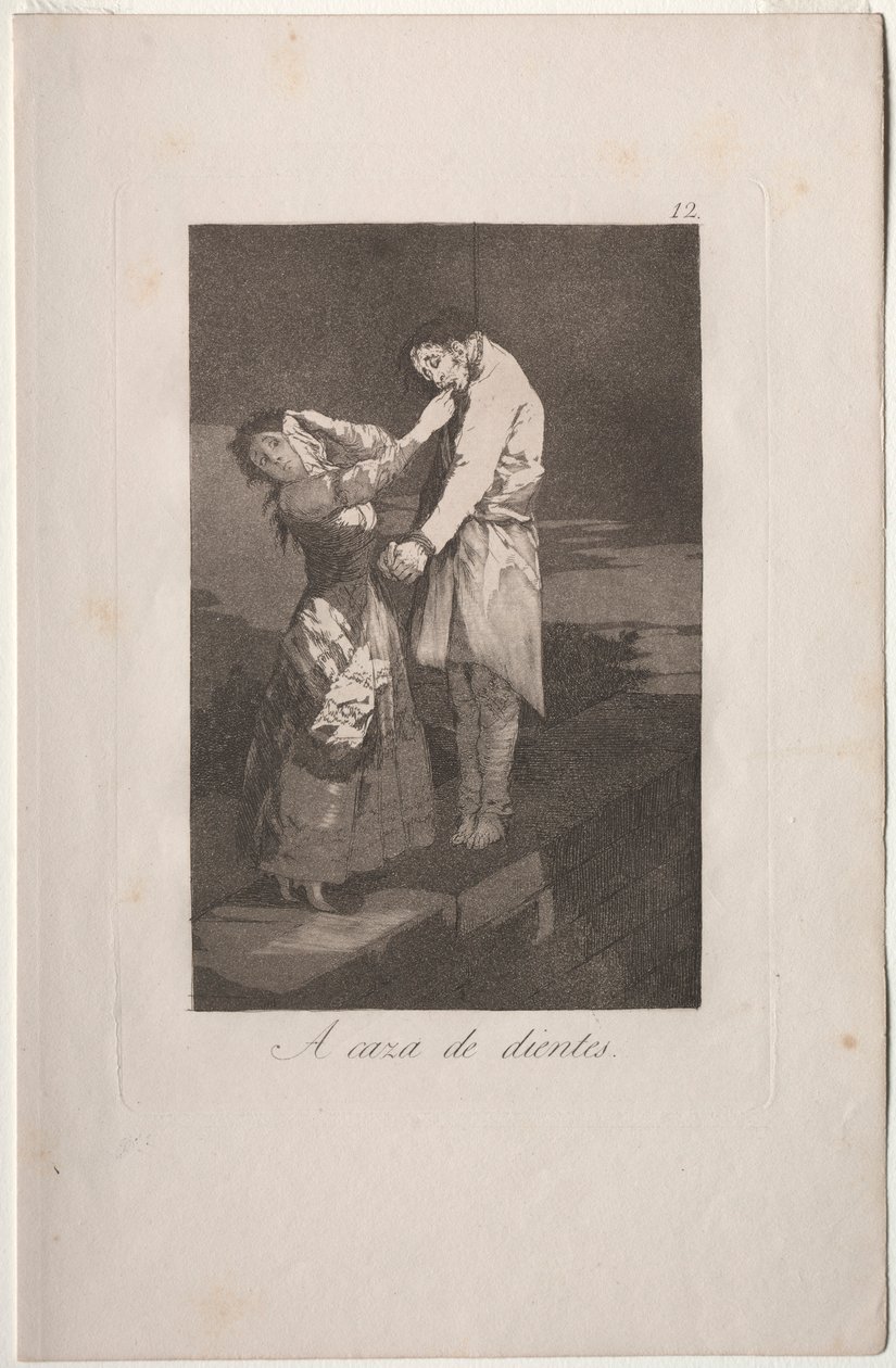 Caprichos: polowanie na zęby. autorstwa Francisco de Goya
