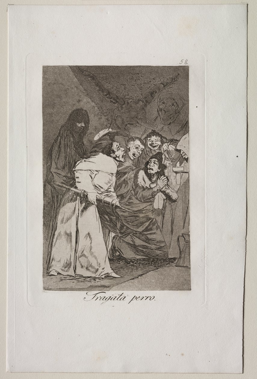 Caprichos: Połknij to, psie! autorstwa Francisco de Goya