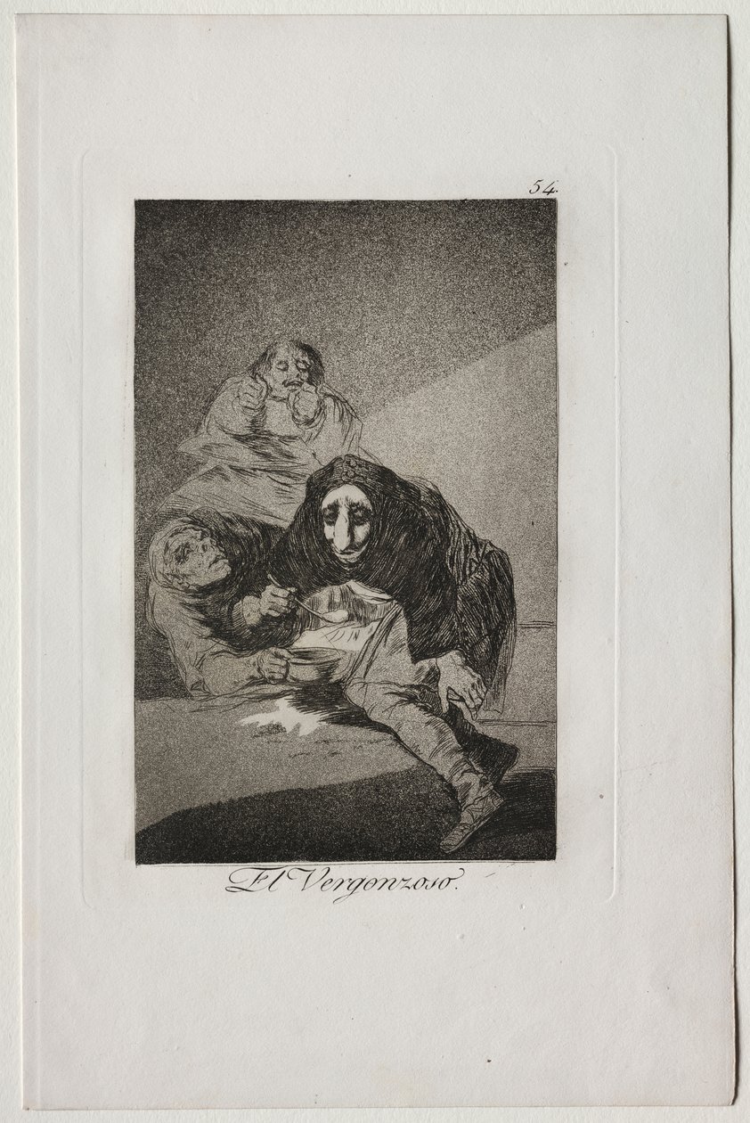 Caprichos: Zawstydzony autorstwa Francisco de Goya