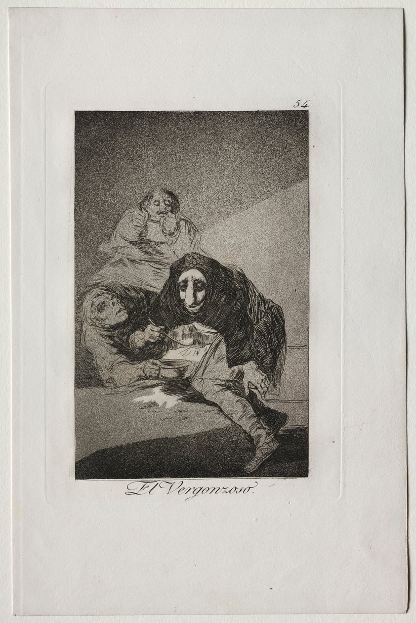 Caprichos: Zawstydzony. autorstwa Francisco de Goya