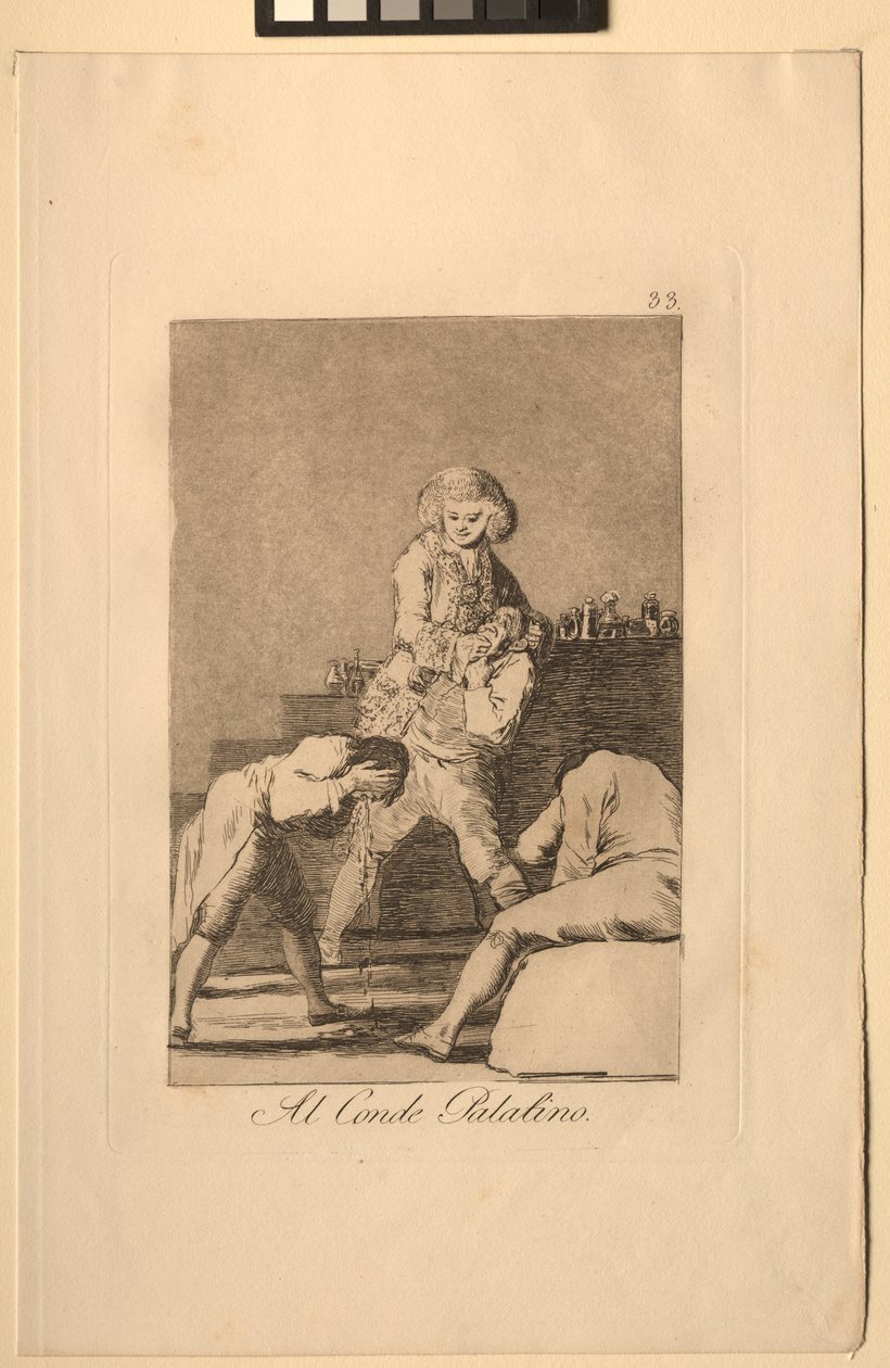 Caprichos: Do hrabiego Palatyna lub hrabiego Podniebienia. autorstwa Francisco de Goya
