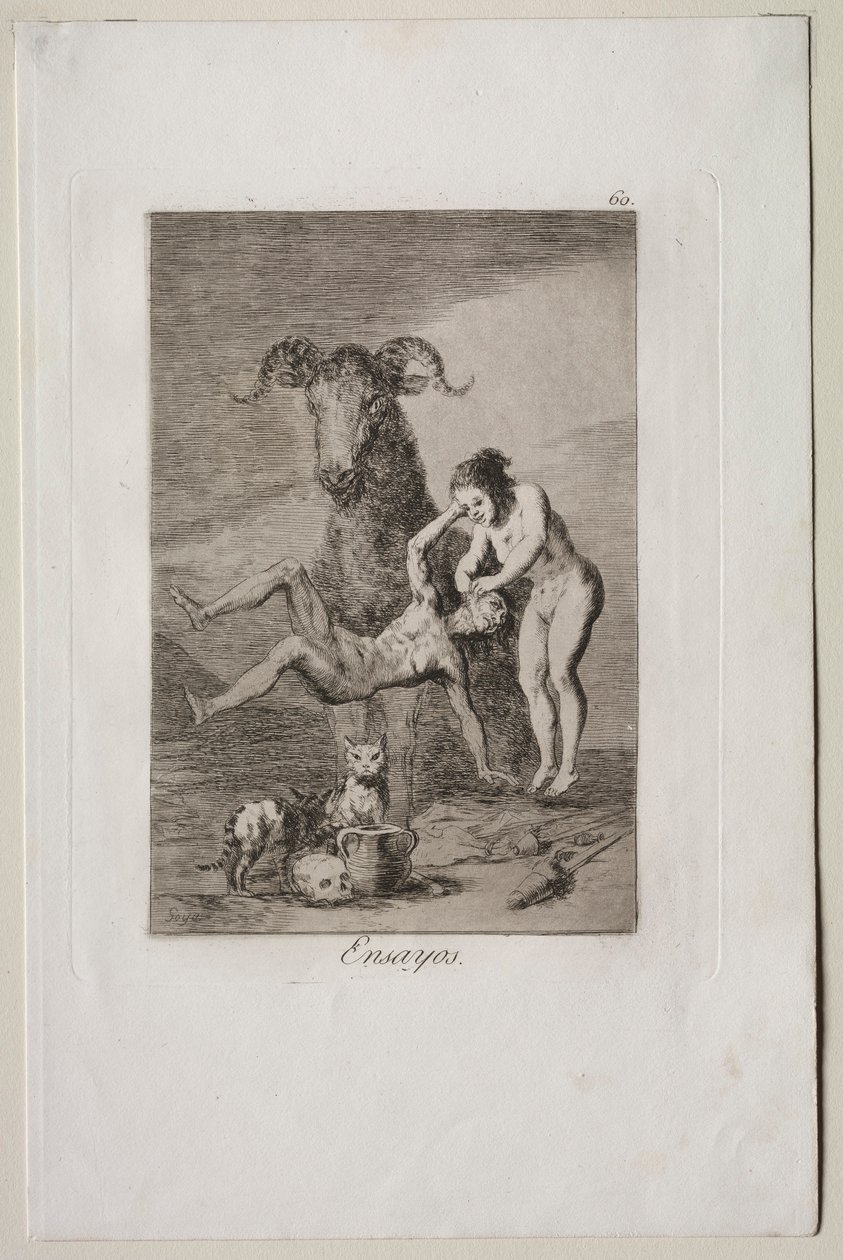 Caprichos: Próby. autorstwa Francisco de Goya