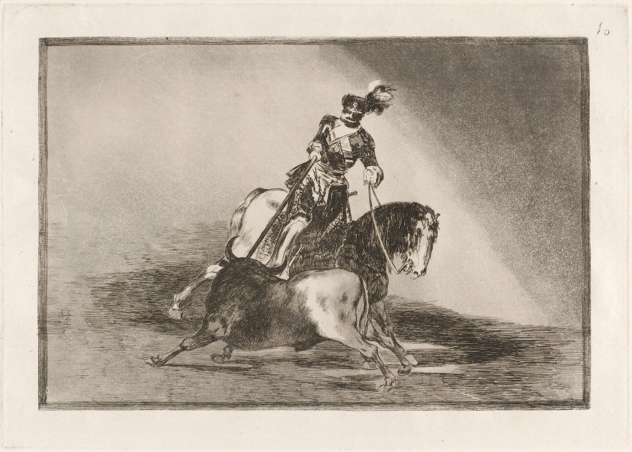 Charles V. przebija byka na placu w Valladolid (Charles V przebija byka na ringu w Valladolid) autorstwa Francisco de Goya