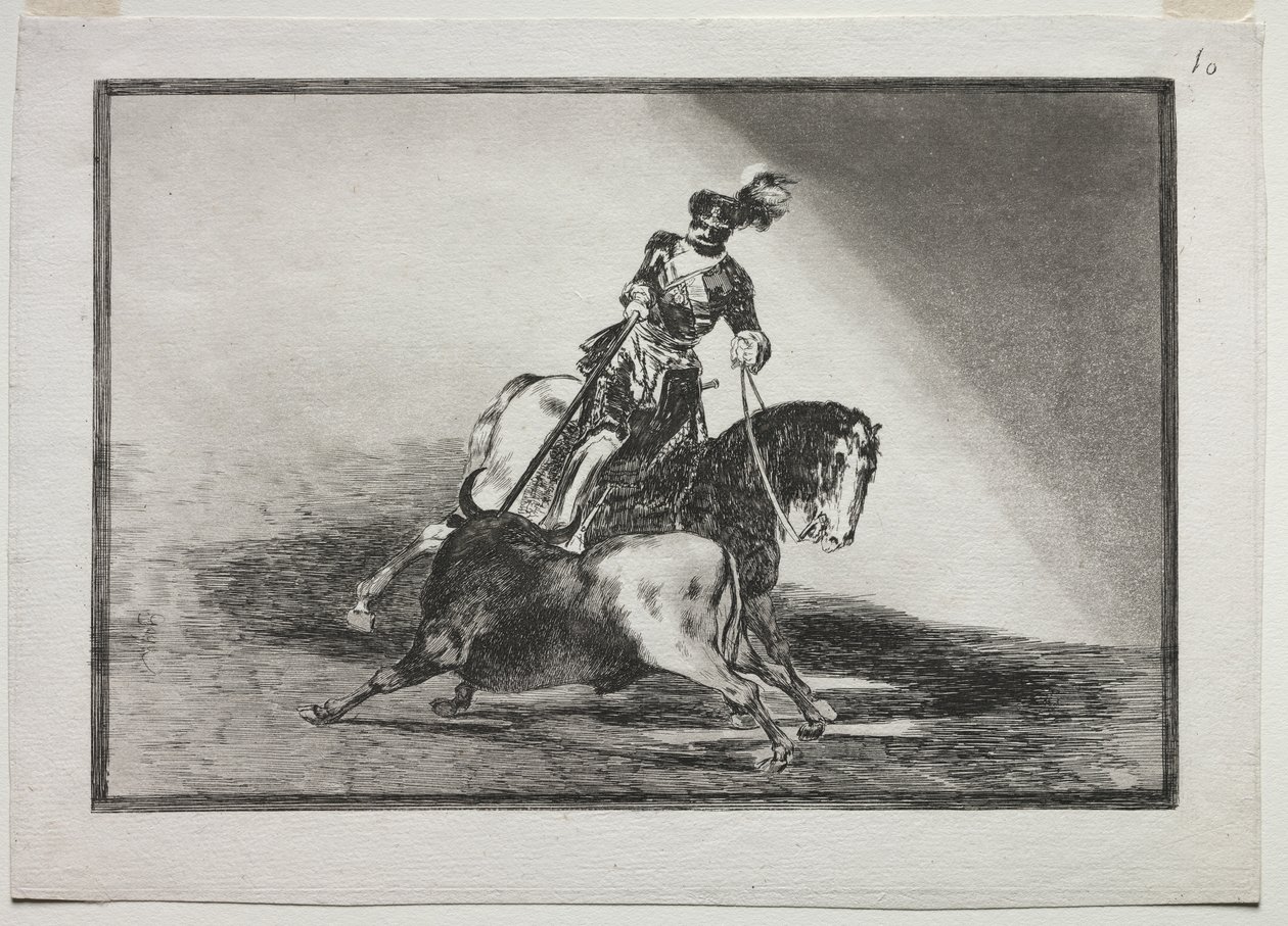 Karol V wbija byka w ring w Valladolid autorstwa Francisco de Goya