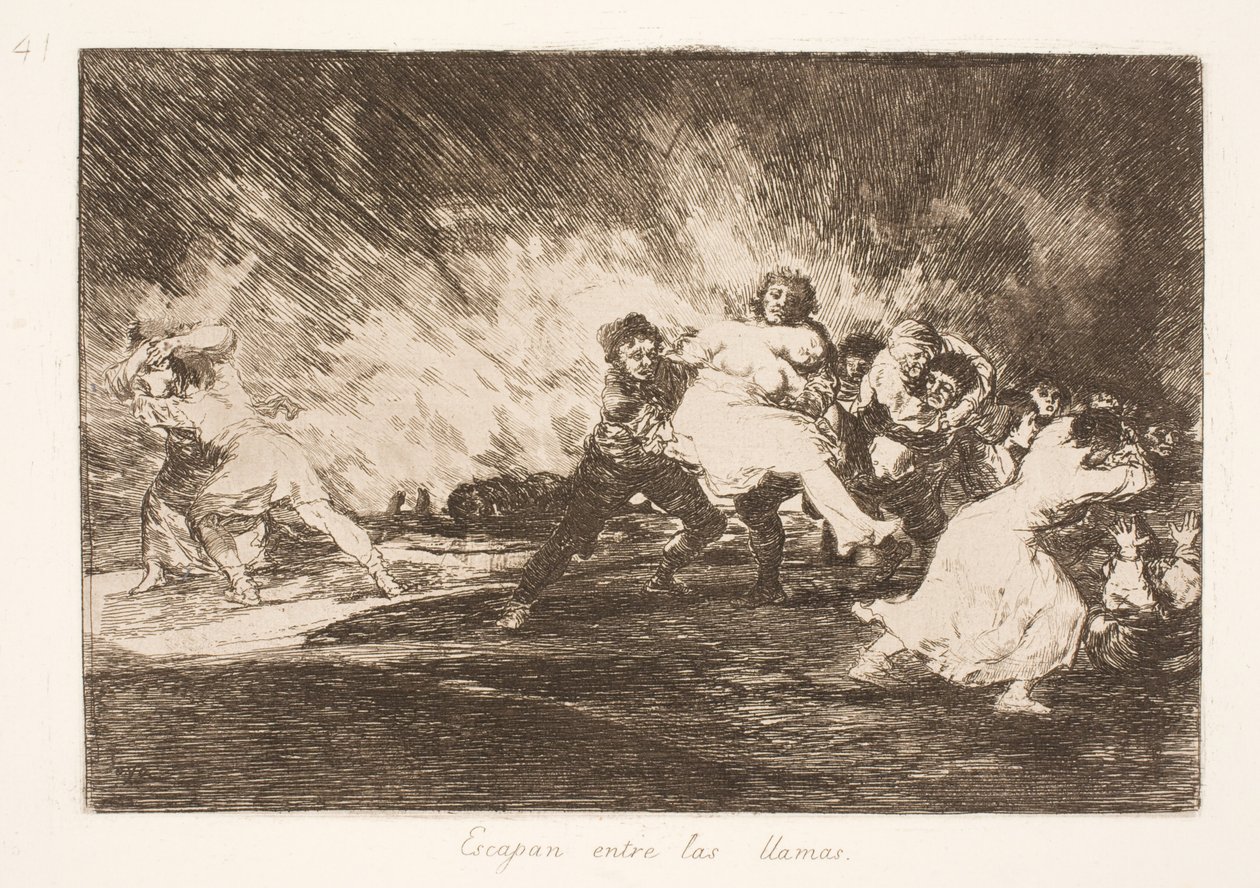 Uciekają przez płomienie (41) autorstwa Francisco de Goya