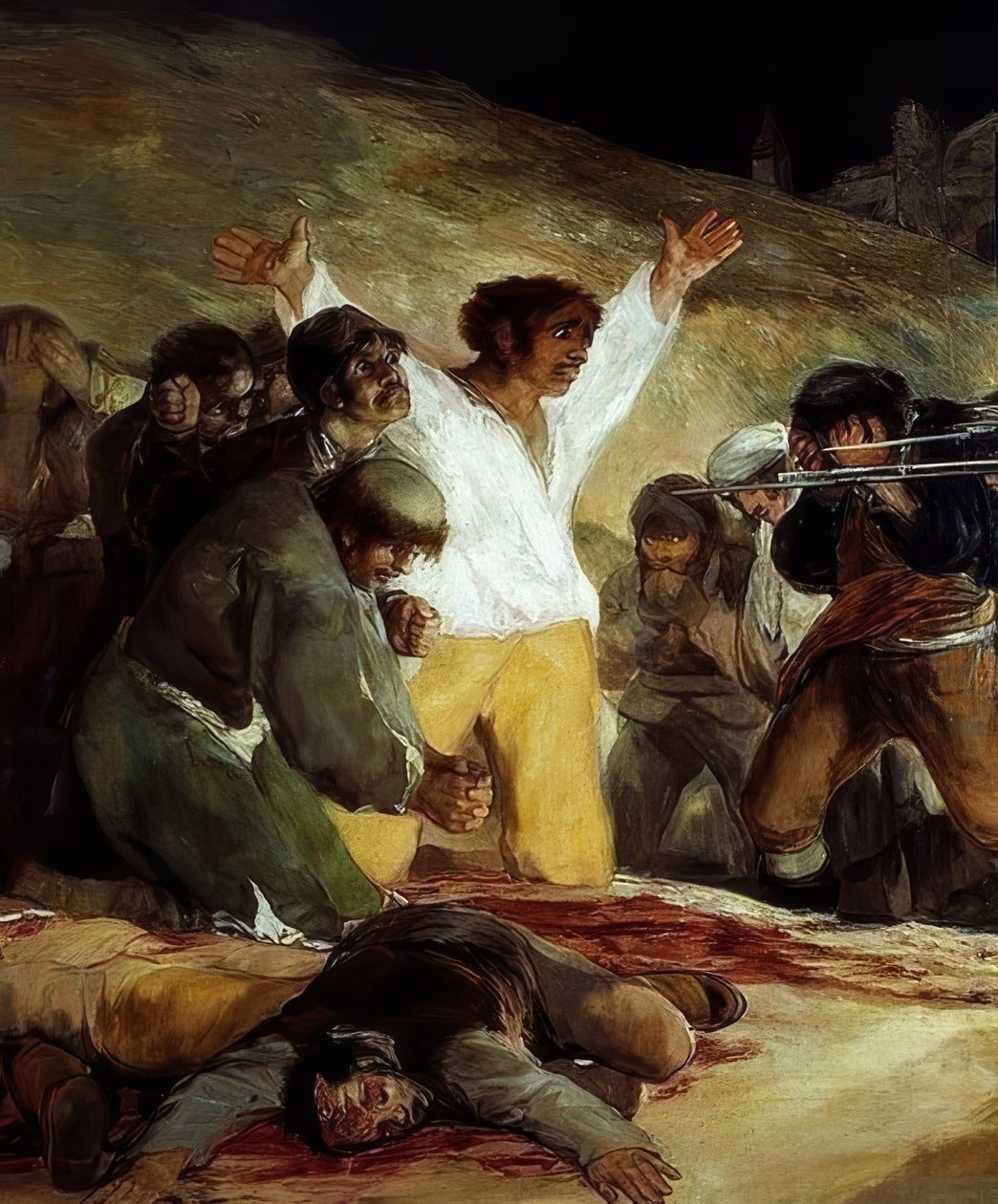 3 maja 1808 (rozstrzeliwanie ulicznych bojowników na ulicy). 1814. Szczegół autorstwa Francisco de Goya