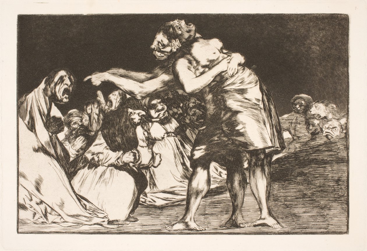 Głupie małżeństwo (Ta, która chce wyjść za mąż, nigdy nie przepuszcza okazji, by o tym opowiedzieć) autorstwa Francisco de Goya