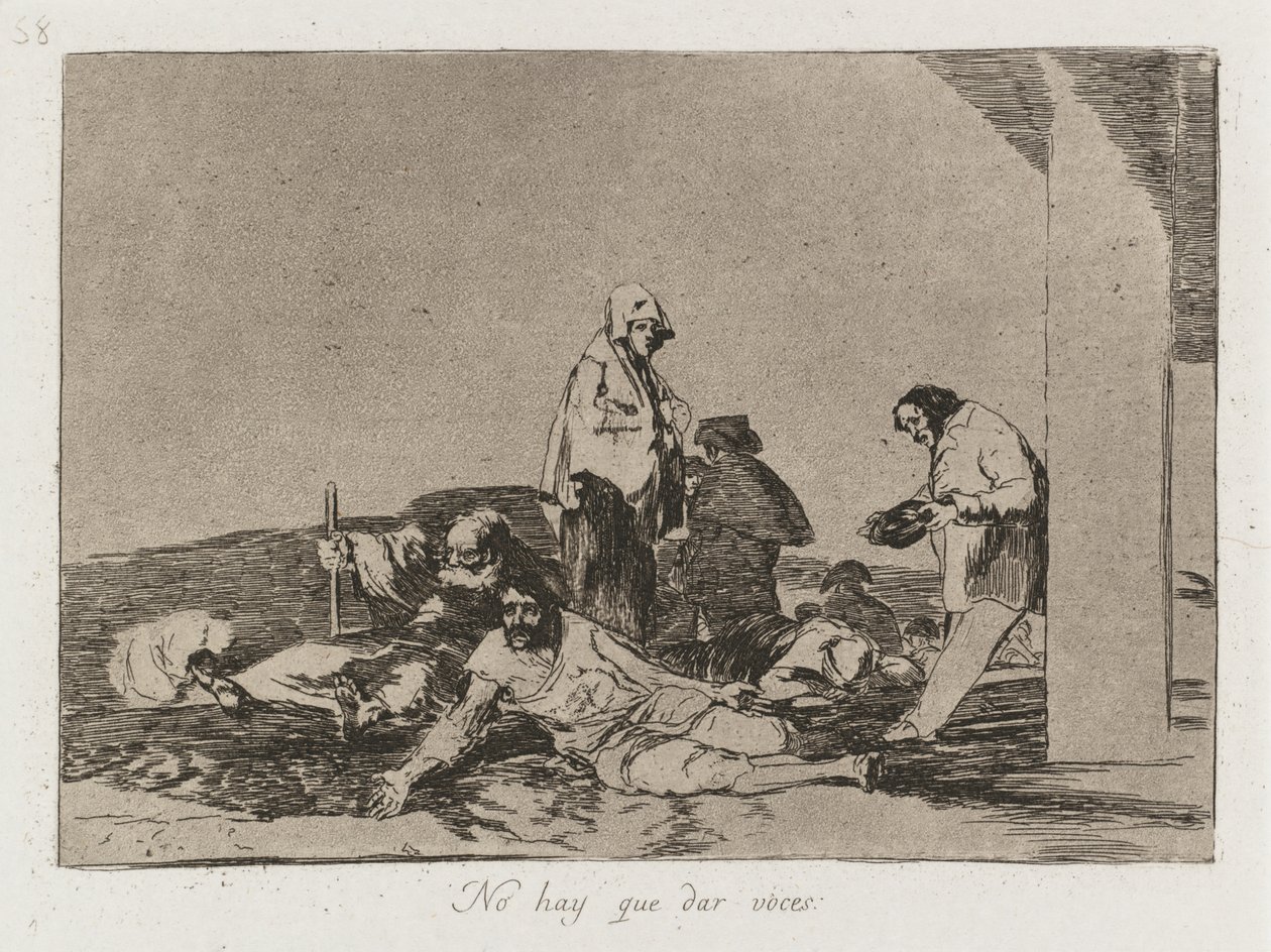 Katastrofy wojenne: Pl. 58, Nie ma sensu krzyczeć, 1810-1813. autorstwa Francisco de Goya