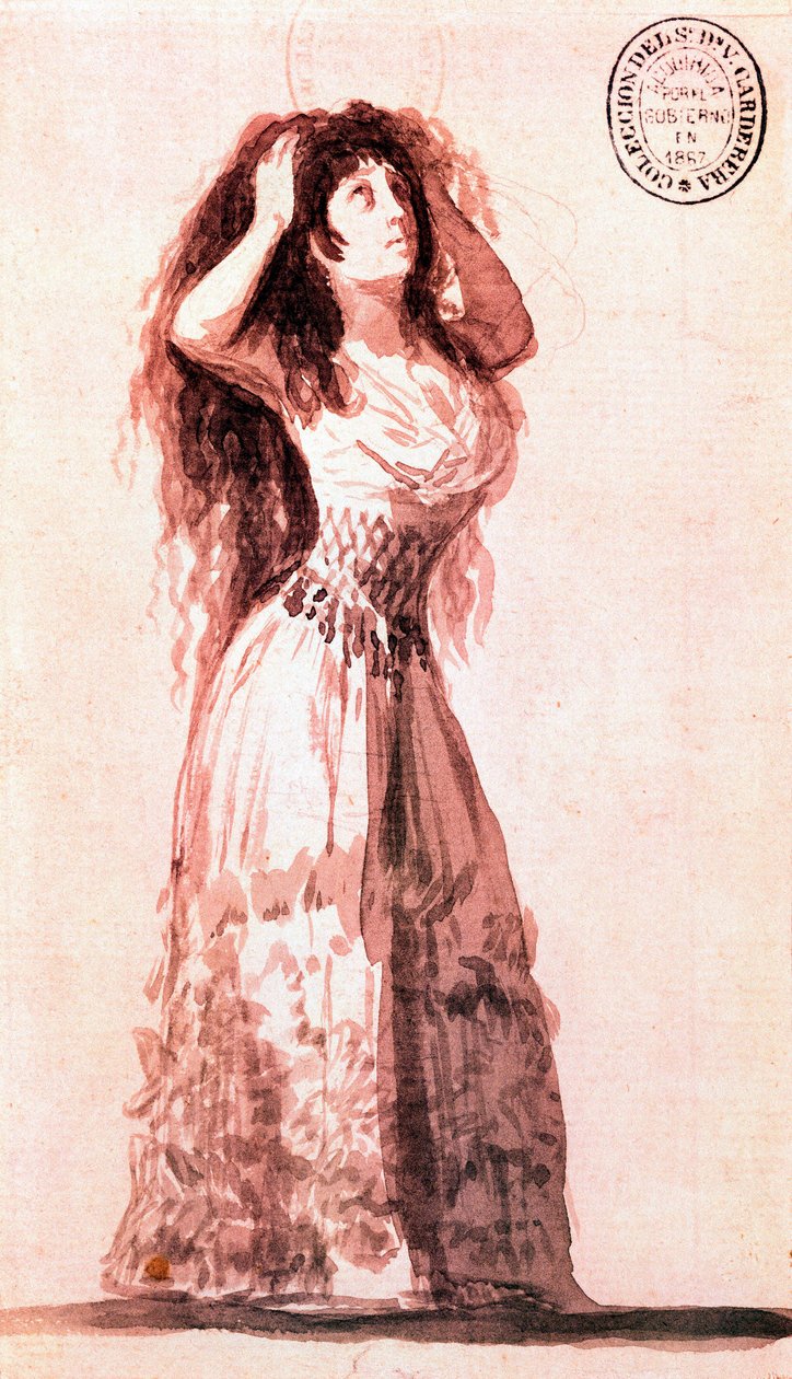 Księżna Alba porządkująca włosy. Rysunek Francisco de Goya y Lucientes (1746-1828). 1796. autorstwa Francisco de Goya