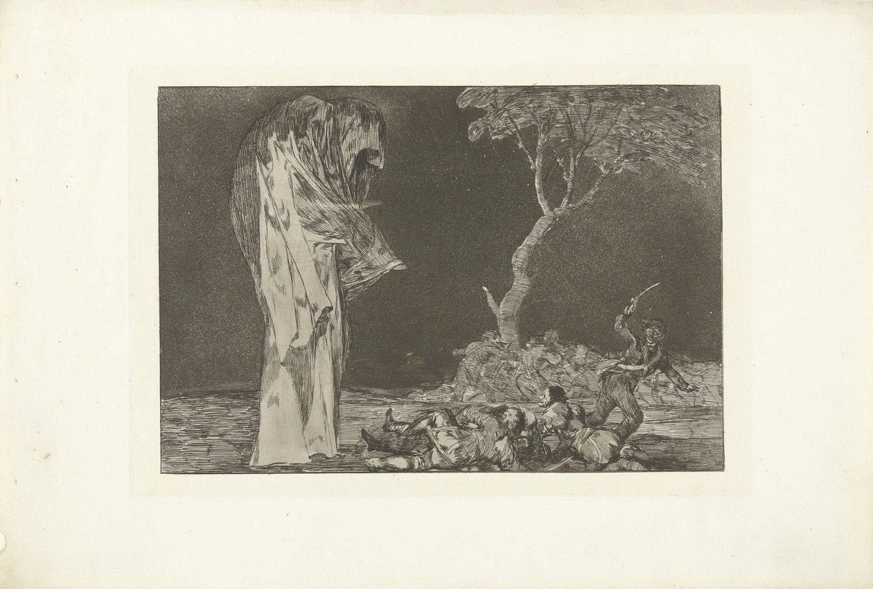 Głupota strachu Odmienne de miedo Los Disparates (The Follies) (tytuł serii) Los Proverbios (Przysłowia) (tytuł serii) autorstwa Francisco de Goya