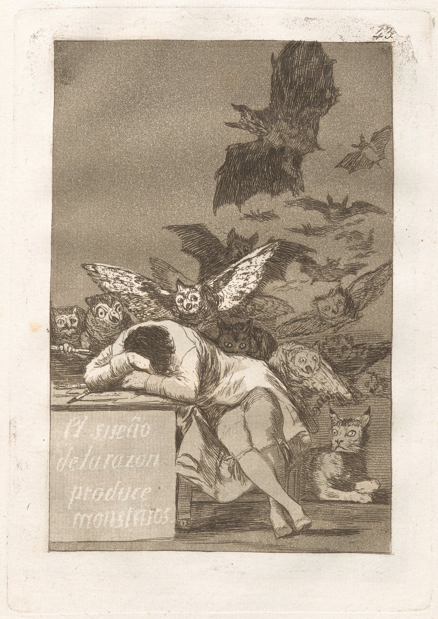 Sen rozsądku rodzi potwory autorstwa Francisco de Goya