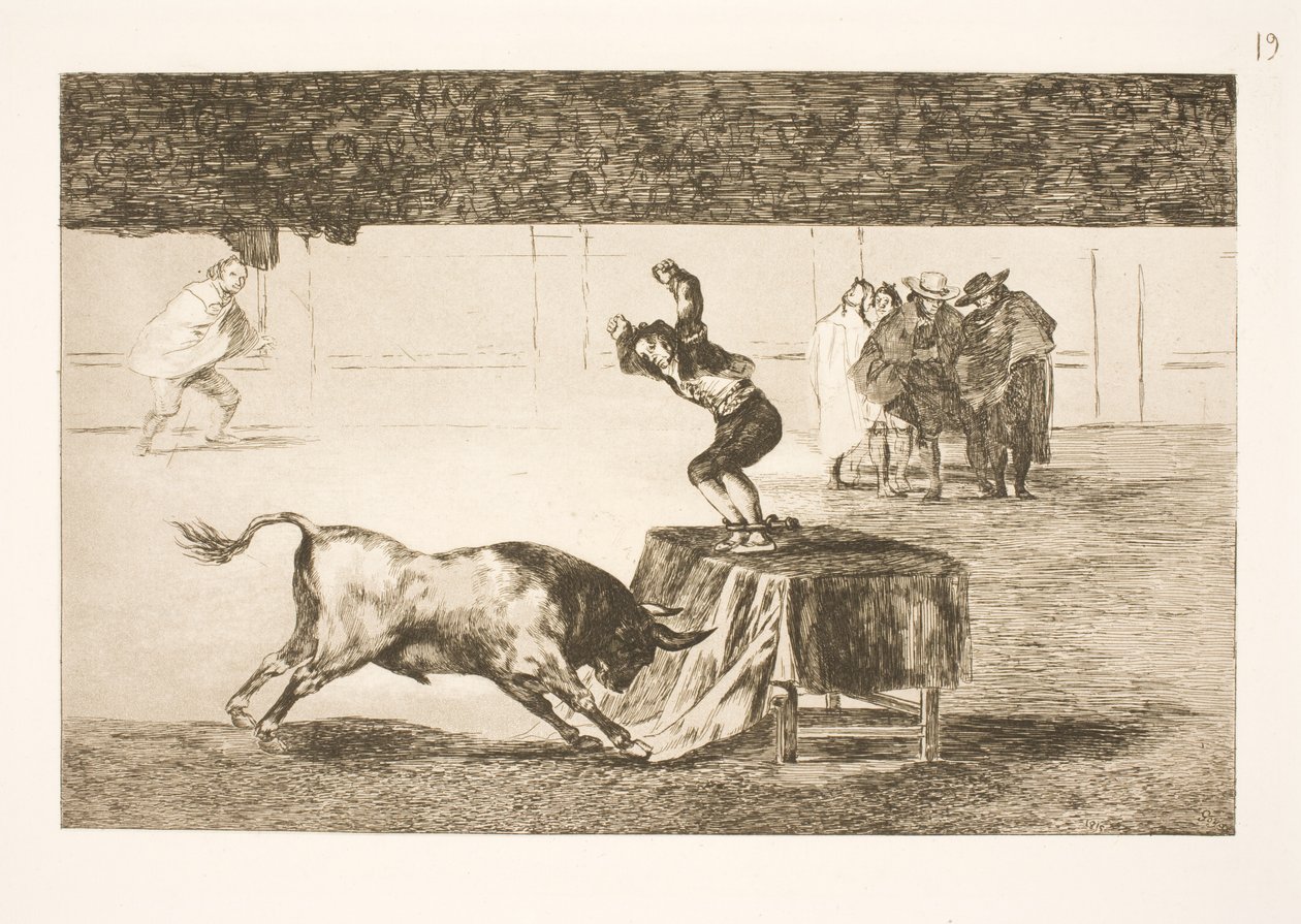 Kolejny szalony akt (Martincho) na tej samej arenie (w Saragossie) autorstwa Francisco de Goya