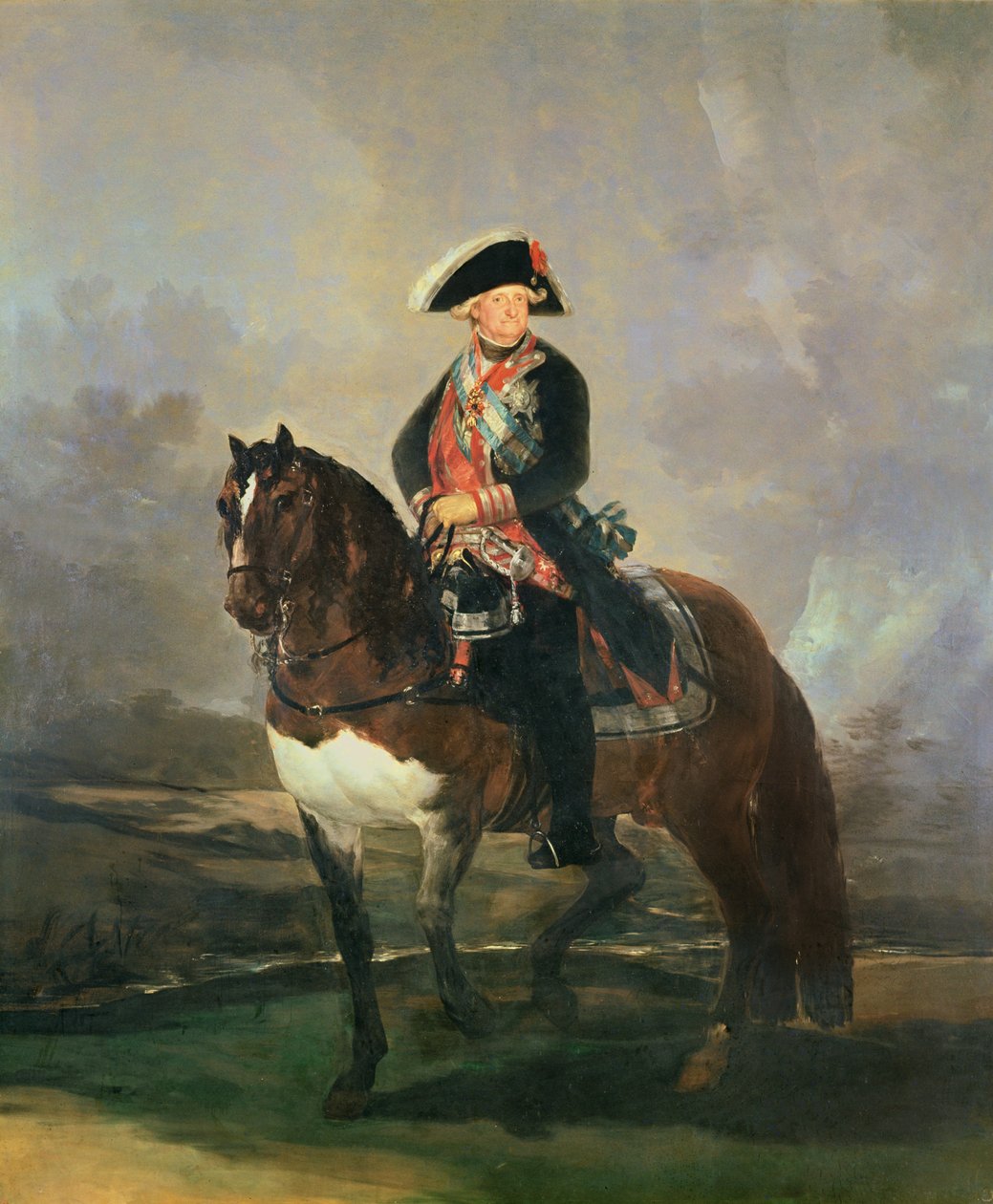 Portret konny króla Karola IV, 1800-1801 autorstwa Francisco de Goya